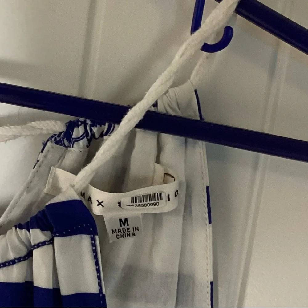 Max Studio Blue and White Halter Dress.  Sz. Med Boho, Summertime, Resortwear - Picture 9 of 9